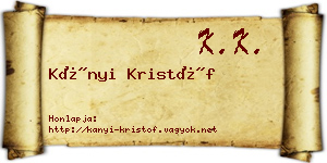 Kányi Kristóf névjegykártya